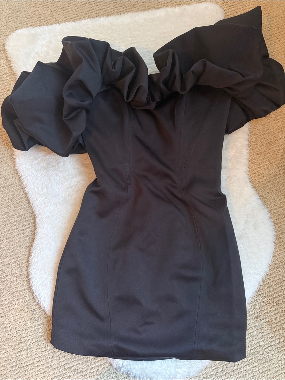 Black Off-Shoulder Ruffle Mini Dress